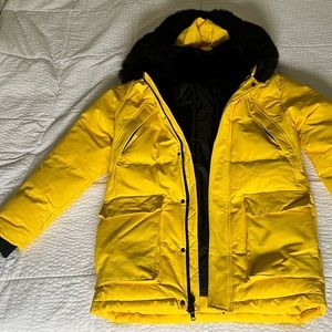 Jordan Craig Yellow Parka with Removable Black Faux Fur Lined Hood